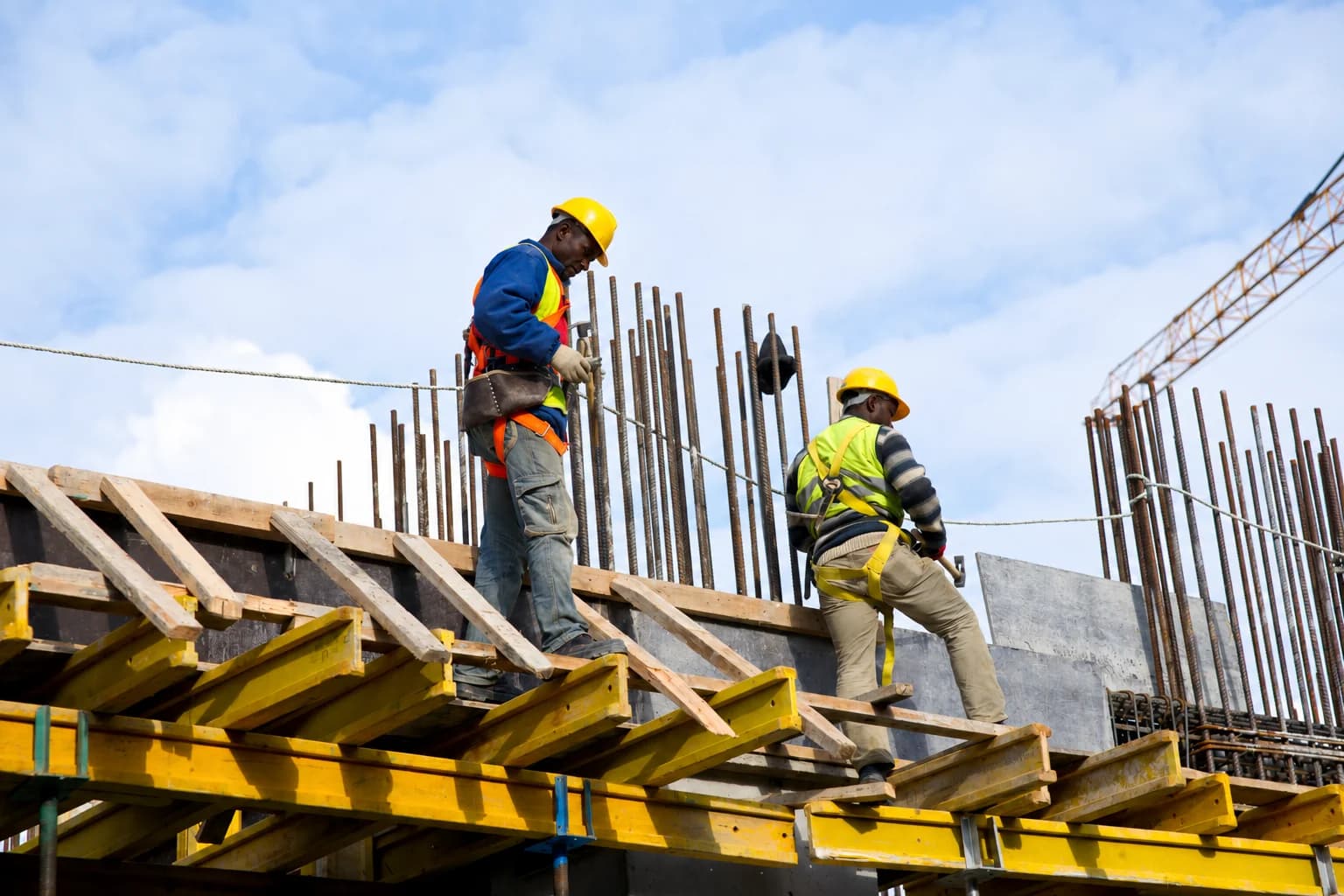 Construction team working on a building