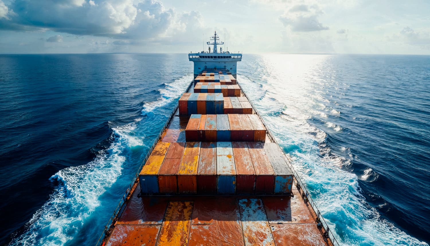 Cargo ship carrying goods for marine insurance